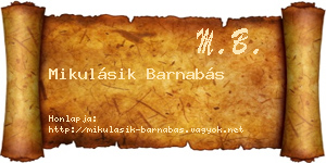 Mikulásik Barnabás névjegykártya